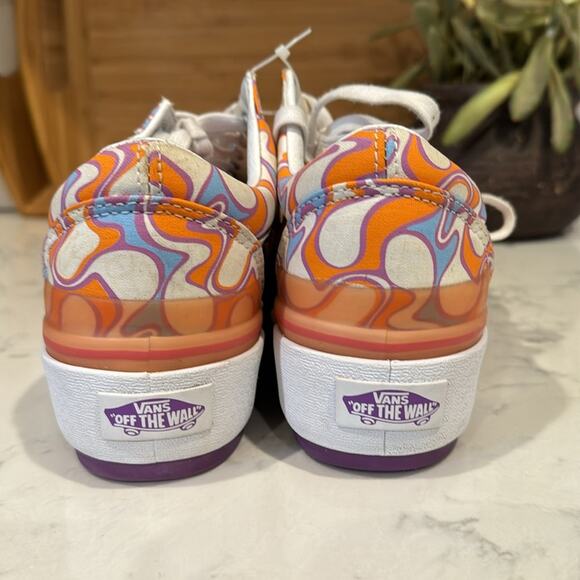 Vans Old Skool Stacked black light Activated Peace Sign Platform Sneakers 8.5 - Picture 2 of 8